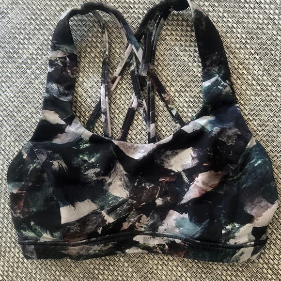 Lululemon Free To Be Serene Bra Top Glacier Camo Starlight Multi Black Blue 4 - Picture 4 of 7